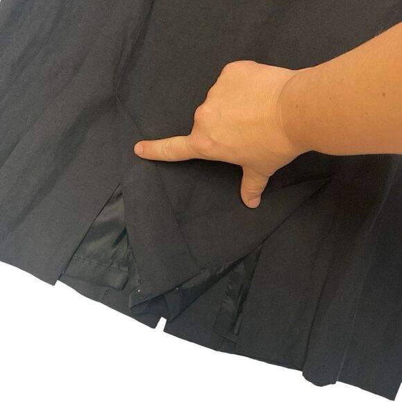 Jaeger Sheath Dress Silk Linen Square Neck Black Sleeveless Button Front Size 10 - Picture 6 of 8